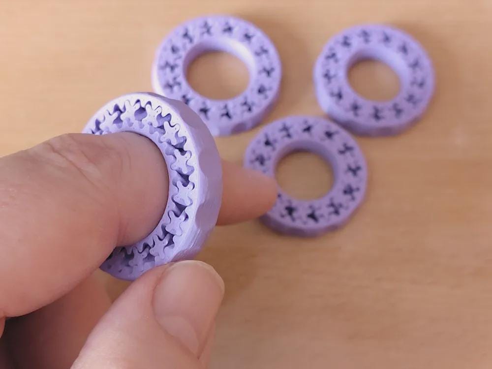 3D Printed Fidget Rings: Interlocking Gear Spinner, Stress Relief Toy