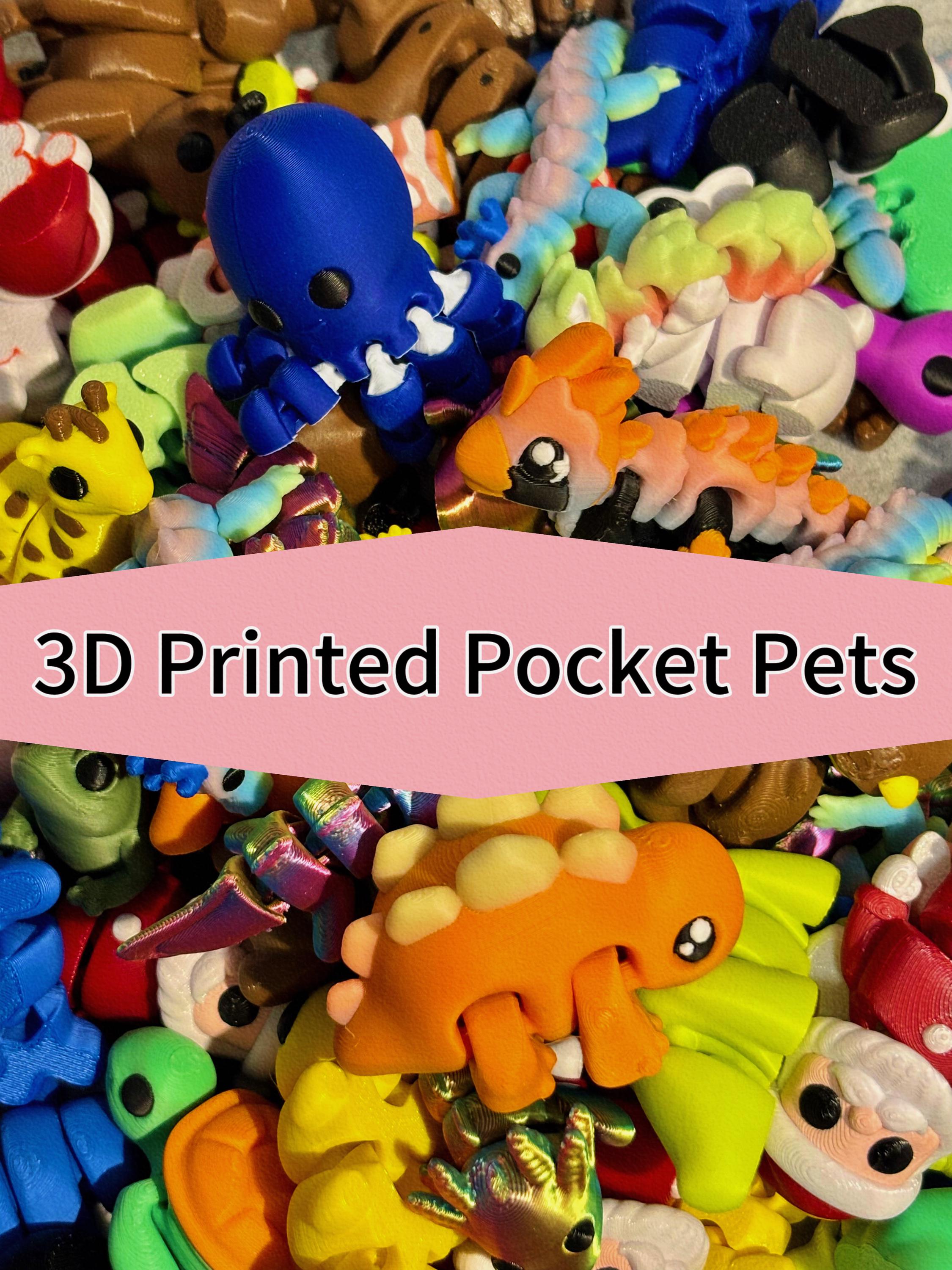 3D-printade artikulerade Pocket Pets – Mini fidgetdjur (överraskningspaket)