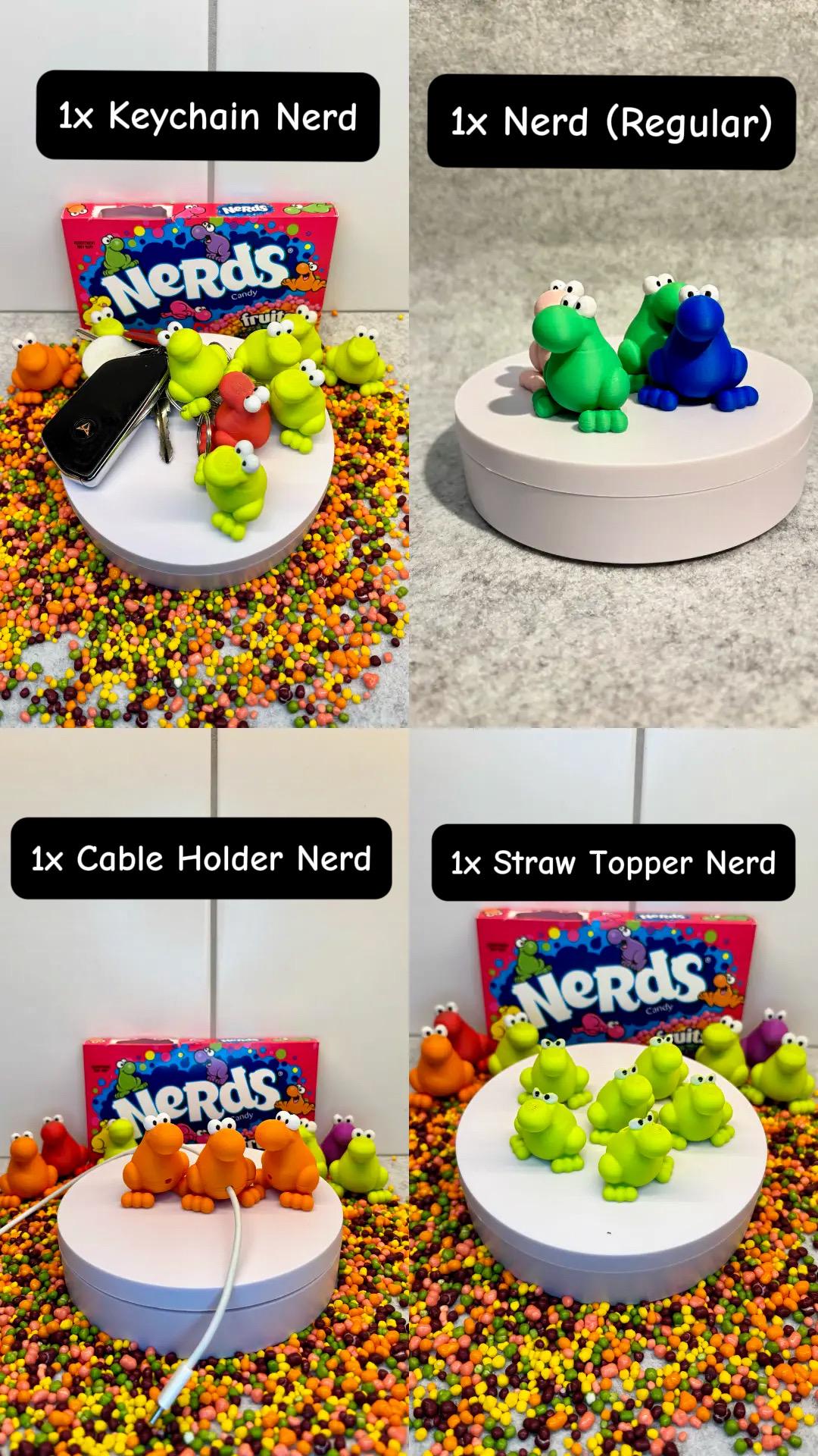 Frog Desk Accessories Bundle | Nerds Frog Set with Keychain, Cable Holder & Straw Topper
